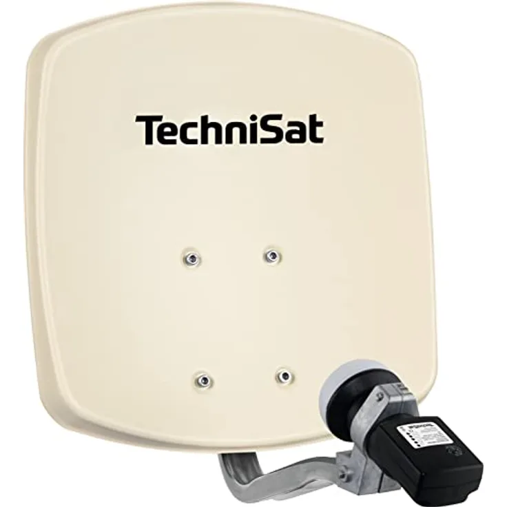 TechniSat DIGIDISH 33 – Satelliten-Schüssel für 1 Teilnehmer (33 cm kleine Sat Anlage - Komplettset mit Wandhalterung und Satfinder V/H-LNB) beige