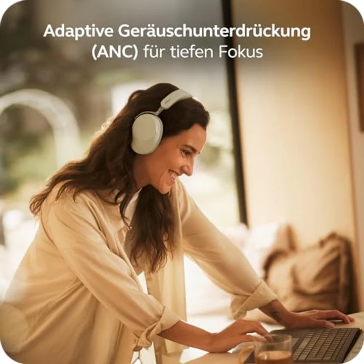 Jabra Evolve3 85, schnurloses Stereo Headset mit KI-gestützter Sprachisolierung und adaptiver Geräuschunterdrückung, Bluetooth, USB-C, Warmgrau – Bild 8
