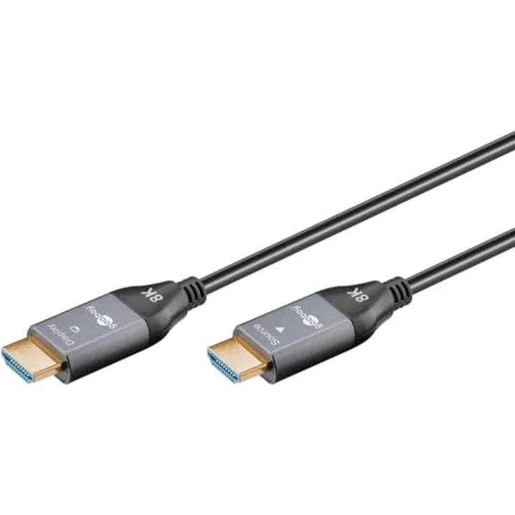 goobay Optisches Hybrid HDMI Kabel 20 Meter, Ultra High-Speed HDMI 2.1 mit Ethernet, 8K/60Hz, AOC-Technik, für TV, Monitore, PS5, Xbox, flexible und robuste Stecker – Bild 1