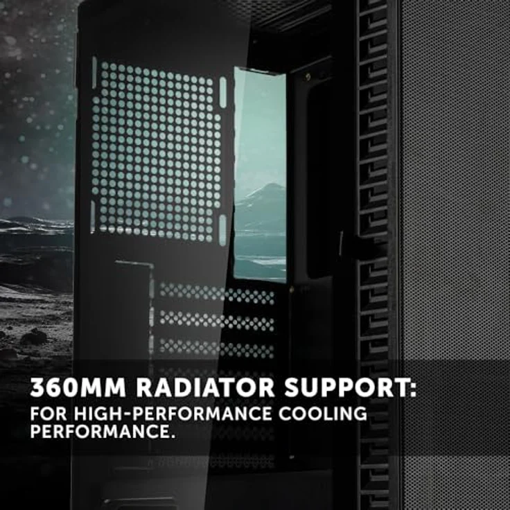 KOLINK Observatory HF Mesh Core Midi-Gehäuse, Hervorragende Belüftung, 330 mm GPU-Freiraum, Schwarz – Bild 4