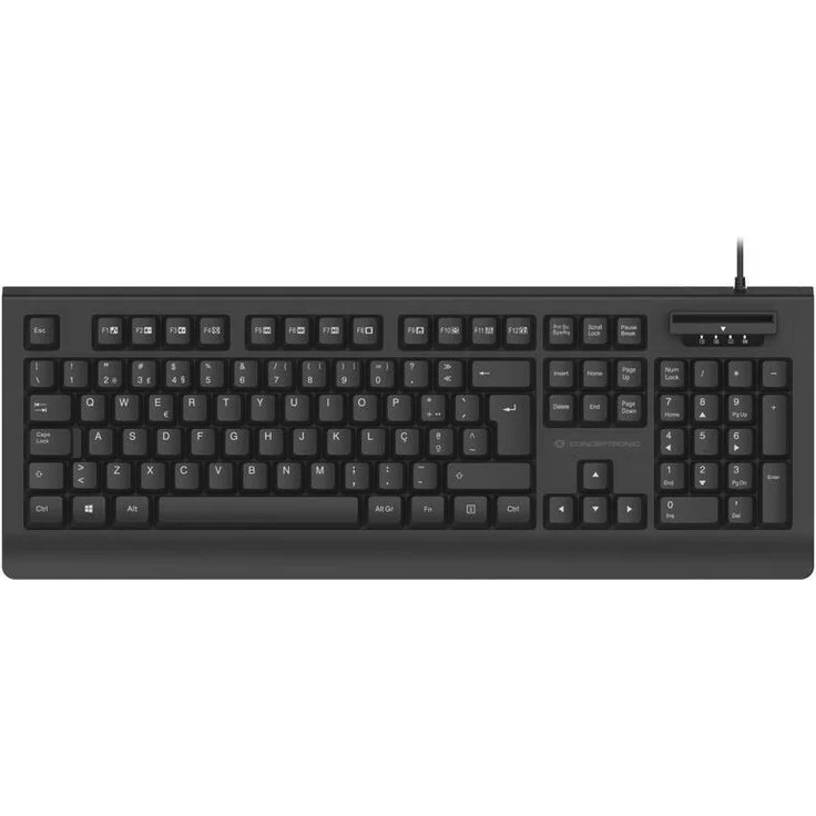 Conceptronic USB Tastatur mit Smart ID-Kartenleser, spanisch, schwarz, volle Größe (100%)