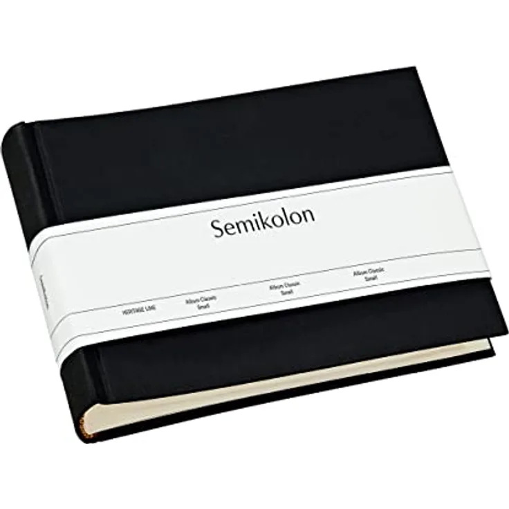 Semikolon 350983 Album Classic Small – 21,5 x 16 cm – 80 Seiten cremefarben, für 10 x 15 Fotos – black schwarz