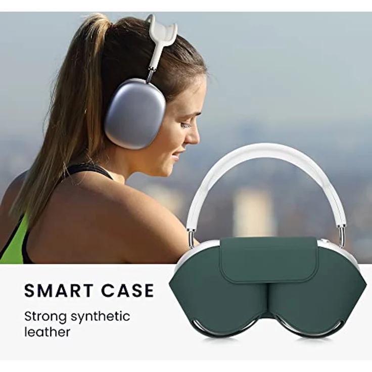kwmobile Hülle kompatibel mit Apple Airpods Max Case - weiche Kopfhörer Tasche - Etui aus Polyester - Cover in Grün – Bild 5