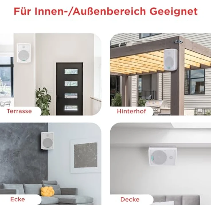 PyleHome PDWR63 16,5 cm in-/outdoor Wasserdicht auf Wand Lautsprecher Außenlautsprecher - 150 Watt - Elfenbein – Bild 5