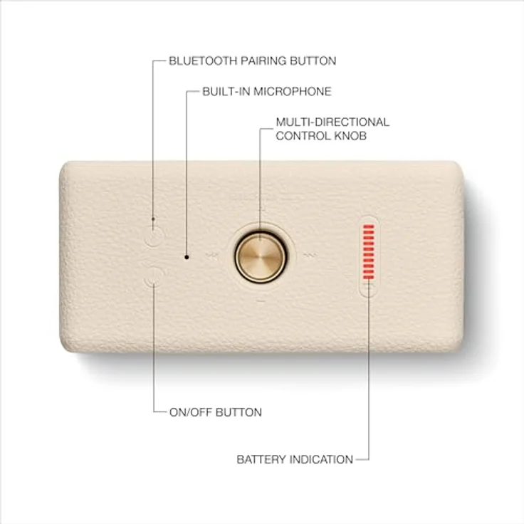 Marshall Emberton III Tragbarer Stereo-Lautsprecher Cremefarben 20 W, 360°-Sound, bis zu 32 Stunden Akkulaufzeit, IP67 wasser- und staubfest – Bild 6