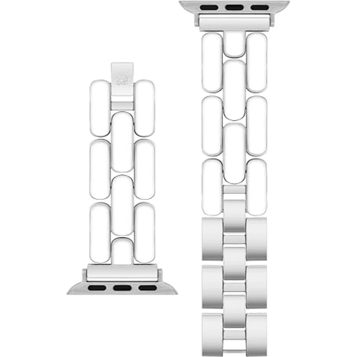 Anne Klein Modisches Armband für Apple Watch, verstellbares Metallglieder-Ersatzband in Weiß/Silber, kompatibel mit 42mm (Series 10) sowie 38/40/41mm, WK/1049SVWT38 – Bild 3