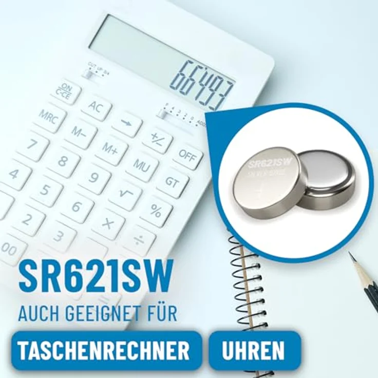 ABSINA SR621SW Uhrenbatterie 1,55V Silberoxid 10er Pack - Knopfzelle SR621SW auslaufsicher & Lange Haltbarkeit - Batterie SR621SW / LR621 / SR621 / 364 / V364 / R60 / AG1 - SR 621 SW Uhren Knopfzelle – Bild 3