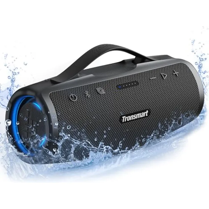 Tronsmart Mirtune S100 Bluetooth Lautsprecher, IPX7 wasserdicht, 5.3 Bluetooth, 20 Stunden Lange Akkulaufzeit, Schwarz
