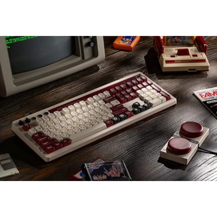 8BitDo Retro Mechanische Tastatur (Fami Edition) mit Numpad und Dual Super Buttons, UK - 108 Tasten, Kailh Box Switches, Bluetooth/Wireless/Wired USB – Bild 7