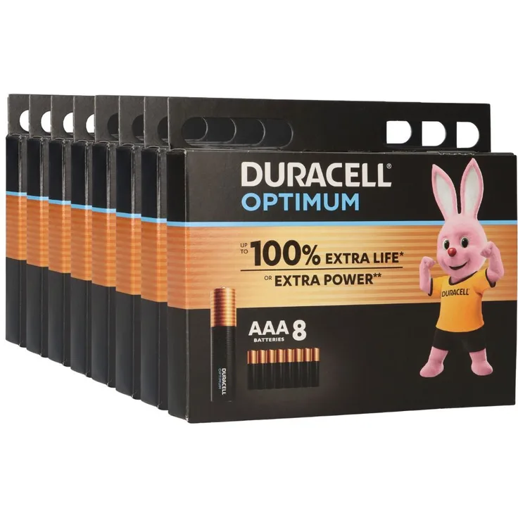 Duracell MN2400 AAA Micro Batterie Optimum, 64 Stück in 8x 8er Blister, 1,5 Volt, AlMn