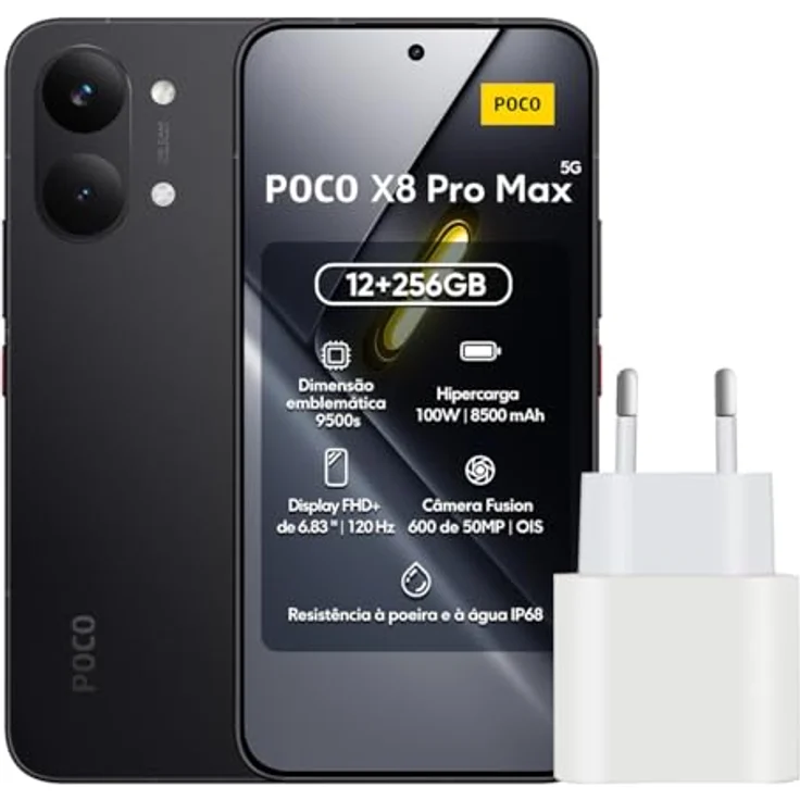 XIAOMI Poco X8 Pro Max, Smartphone mit 12 GB RAM, 256 GB Speicher, Schwarz (Ohne Netzteil) – Bild 1