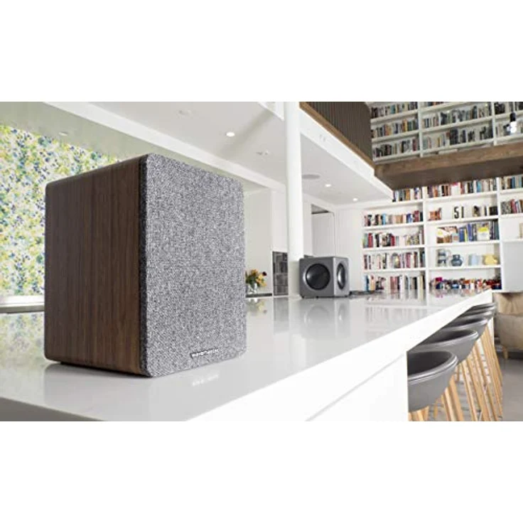 wavemaster Base - Regallautsprecher-System (30 Watt) mit Bluetooth-Streaming und Kopfhörerausgang, Aktiv-Boxen, Nutzung für TV-Tablet-Smartphone (66500) Regallautsprecher - 30 Watt - grau, Holz – Bild 2