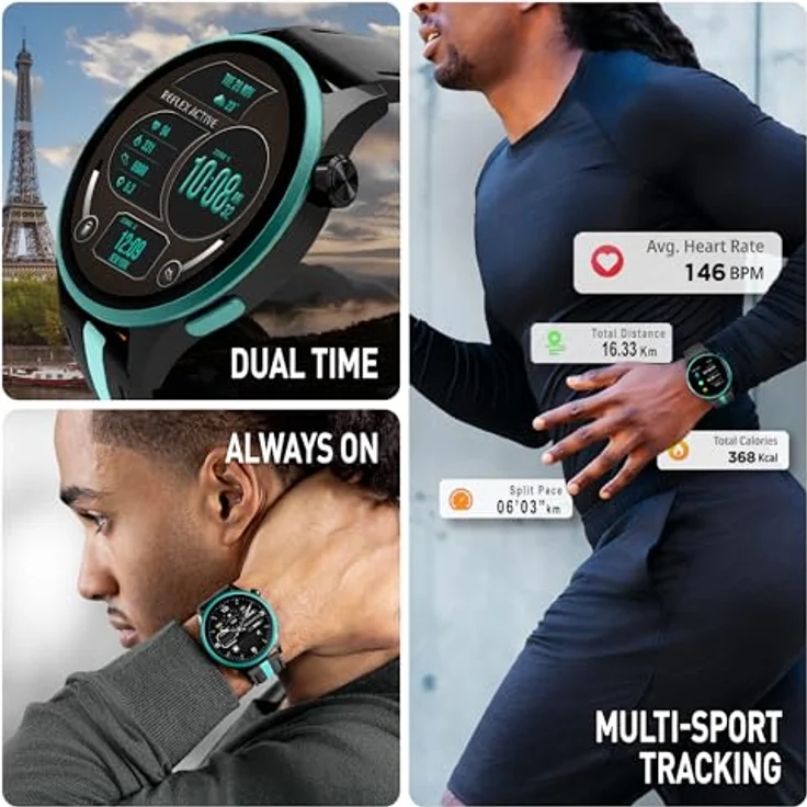 Reflex Active Serie 54, AMOLED GPS Smartwatch in Schwarz und Grün mit Smart-Calling und Fitness-Tracking – Bild 3
