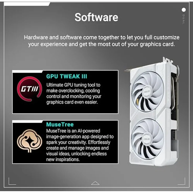 ASUS DUAL-RTX5060TI-O16G-WHITE, 16GB GDDR7 Grafikkarte mit dualen Axial-Tech-Lüftern und kompaktem 2,5-Slot-Design, weiße Edition – Bild 7