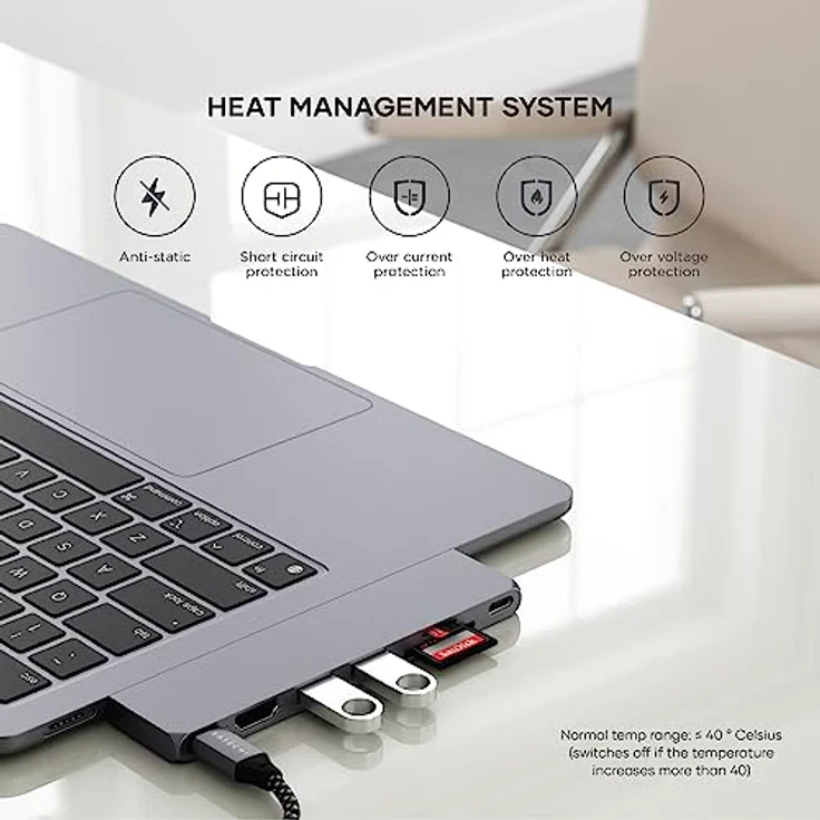 Satechi USB-C Hub Multiport Adapter Pro Slim, 7 in 1 Dongle – Für MacBook Pro/Air M2 mit USB 4 Port, 4K HDMI Auflösung, USB3.2 Gen 2, SD/TF Kartenleser und 100W USB-C PD (Space Grau) – Bild 4