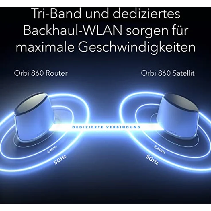 NETGEAR Orbi WiFi 6 Mesh WLAN System (RBK863S) | Triband Mesh, Router mit 2 Satelliten-Repeatern, Abdeckung von bis zu 540 m² und 100 Geräten, Armor Abonnement, AX6000 (bis zu 6 GBit/s) – Bild 5