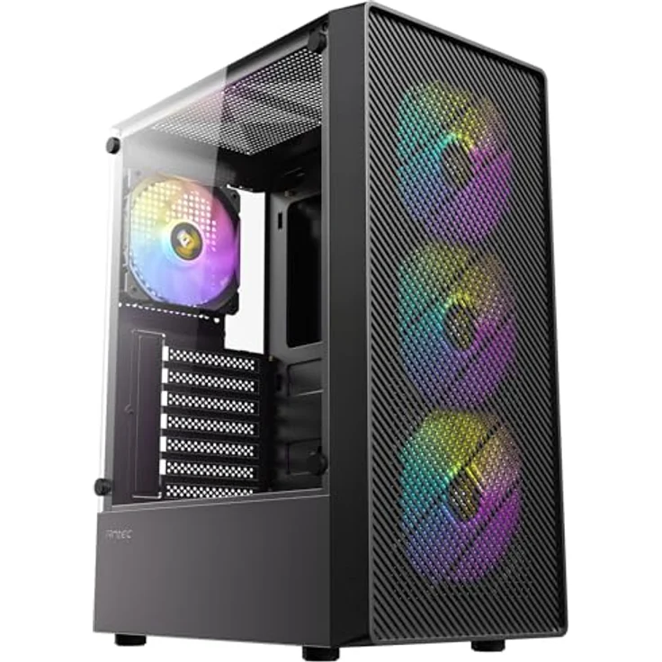 Antec AX26 RGB Elite, Midi Tower Gaming PC Gehäuse ATX mit 4 integrierten Lüftern, schwarz – Bild 2