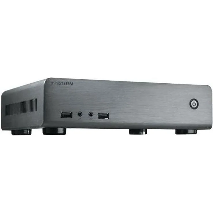 MS-Tech Mini-ITX Computer Case, PC Gehäuse aus Aluminium, Silber mit USB 2.0 Anschlüssen