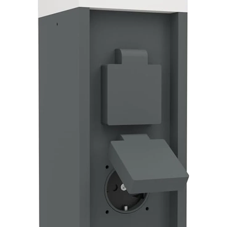 EGLO Gartensteckdose Park 5 Außenlampe, witterungsbeständiger Stromverteiler IP54, anthrazit, 1x E27 bis 25W, L10 x B10 x H50 cm – Bild 5