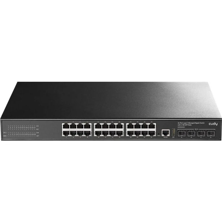 Cudy Switch (GS5024S4), Netzwerk-Switch mit 24 RJ45 Ports, integrierter Firewall und QoS-Unterstützung, Schwarz