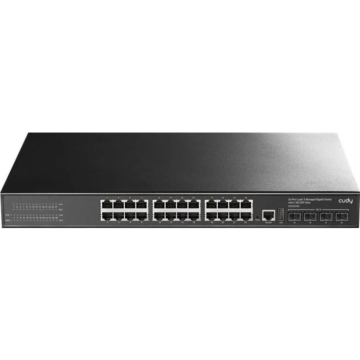 Cudy Switch (GS5024S4), Netzwerk-Switch mit 24 RJ45 Ports, integrierter Firewall und QoS-Unterstützung, Schwarz