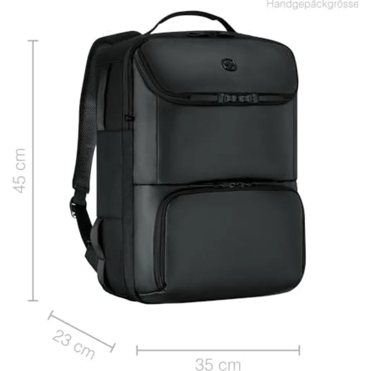 Wenger UrbanOne Travel Backpack, Rucksack für Notebook bis 39,6 cm (15,6"), schwarz, wasserabweisend aus recyceltem Material – Bild 2