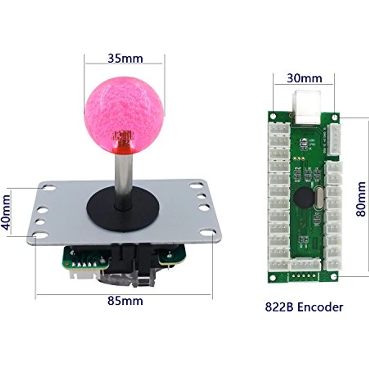 SJ@JX Arcade Game LED DIY Kit, Joystick Controller mit Zero Delay USB Encoder und BLACK SWITCH, kompatibel mit Windows und Raspberry Pi RetroPie – Bild 3
