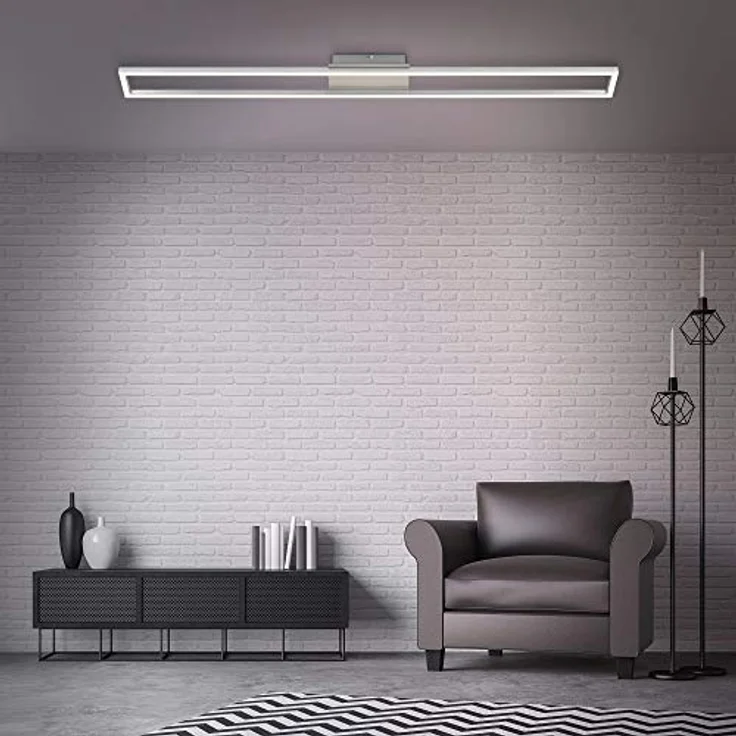BRILONER - LED Deckenleuchte, Deckenlampe dimmbar, inkl. Memoryfunktion, 18 Watt, 1.900 Lumen, 3.000 Kelvin, Matt-Nickel-Alu, 1.100x120x50mm (LxBxH), 3094-012 – Bild 4