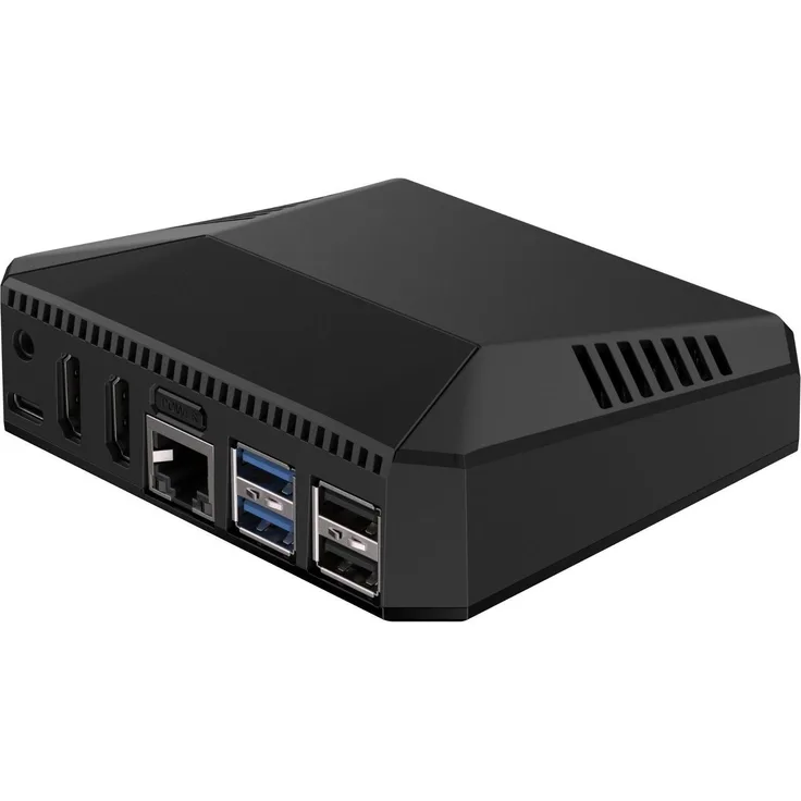 Argon40 Argon ONE V3 Case für Raspberry Pi 5, Gehäuse mit verbessertem Kühlsystem, zwei HDMI-Anschlüssen und integriertem IR-Empfänger, schwarz
