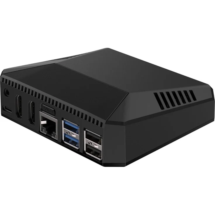 Argon40 Argon ONE V3 Case für Raspberry Pi 5, Gehäuse mit verbessertem Kühlsystem, zwei HDMI-Anschlüssen und integriertem IR-Empfänger, schwarz