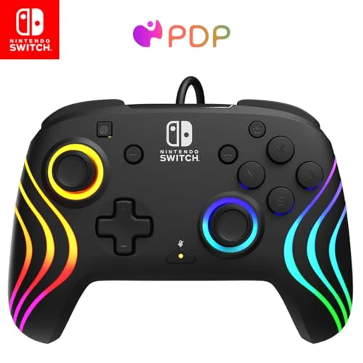 PDP Nintendo Switch Afterglow Wave- Wired- Black, Gaming Controller mit RGB-Beleuchtung und programmierbaren Rücktasten – Bild 5