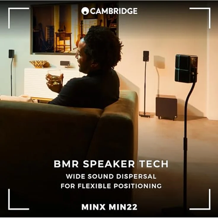 Cambridge Audio Minx Min 22 - Kompakter kabelgebundener Satellitenlautsprecher mit BMR-Lautsprechertechnologie - Inkl. Wandhalterung - Schwarz – Bild 5
