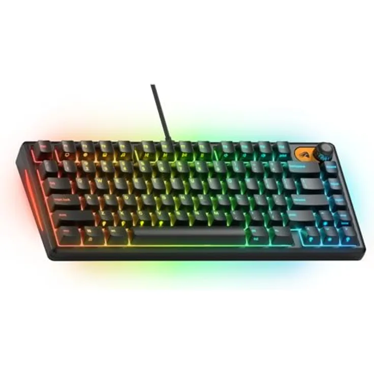 Glorious PC Gaming Race GMBK 75% RGB-Gaming-Tastatur, Kabelgebunden, Schwarz, IP57 wasserdicht, austauschbare Tastenkappen