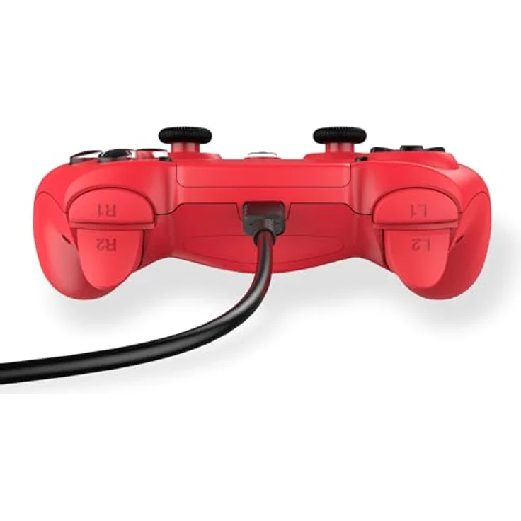 Trade Invaders Freaks And Geeks, Kabelgebundener Controller für PS4 mit 3M Kabel, Rot – Doppelte Vibration, 3,5mm Klinke, LED-beleuchtete Tasten – Bild 4