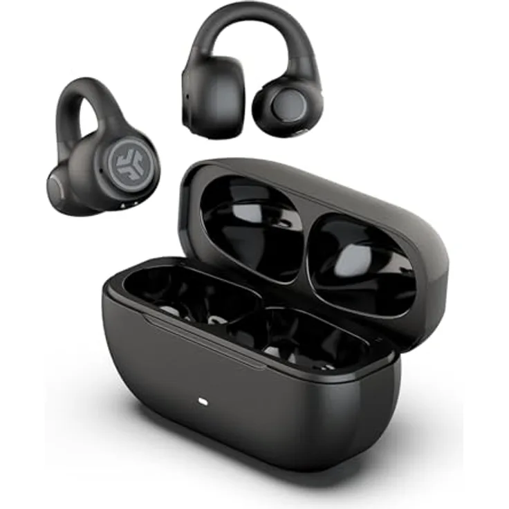 JLab Flex Open Ear Kopfhörer - Open Ear Earbuds, 21 Stunden Akkulaufzeit, Bluetooth Multipoint, MEMS-Mikrofon - Schwarz