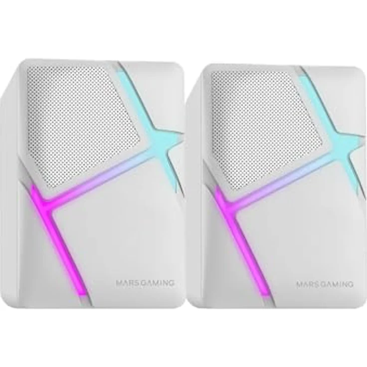 MARSGAMING MS-H RGB Flow Gaming-Lautsprecher, Inverted Drivers, 10W 3D-Surround Sound, Weiß – Bild 1