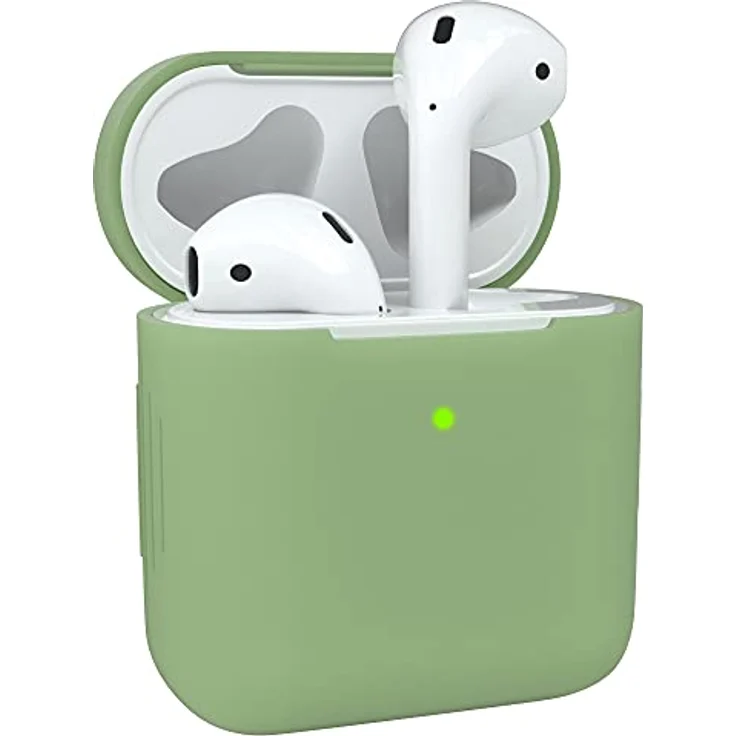 EAZY CASE - Schutzhülle für AirPods 1 & 2 Hülle Grün Silikon Case Stoßfest mit Deckel Schutz Antikratz Etui Cover rutschfeste Silikonhülle für Airpod Pro 1. / 2. Generation Silikoncase in Pastellgrün – Bild 1