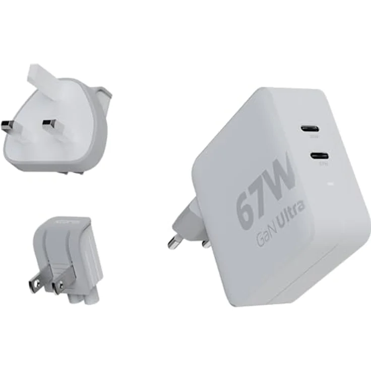 Xtorm Reise-Ladegerät GaN Ultra 67W 2x USB-C Power Delivery mit 2m Kabel, Weiß – Bild 5