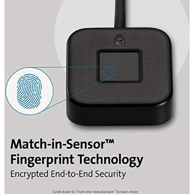 Kensington VeriMark Desktop Fingerprint Key, Biometrische Fingerabdruck-Authentifizierung, Identitätsleser, Erkennungstechnologie für Ihren PC, Schwarz, K62330WW – Bild 3