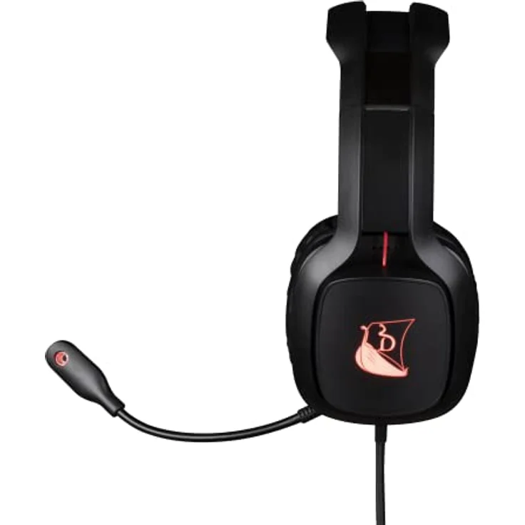 Konix Drakkar Mistlur, Kabelgebundenes Gaming-Headset für PC mit 40 mm Lautsprechern, flexiblem Mikrofon, 2 m Kabel und LED-Hintergrundbeleuchtung, Schwarz und Rot – Bild 3