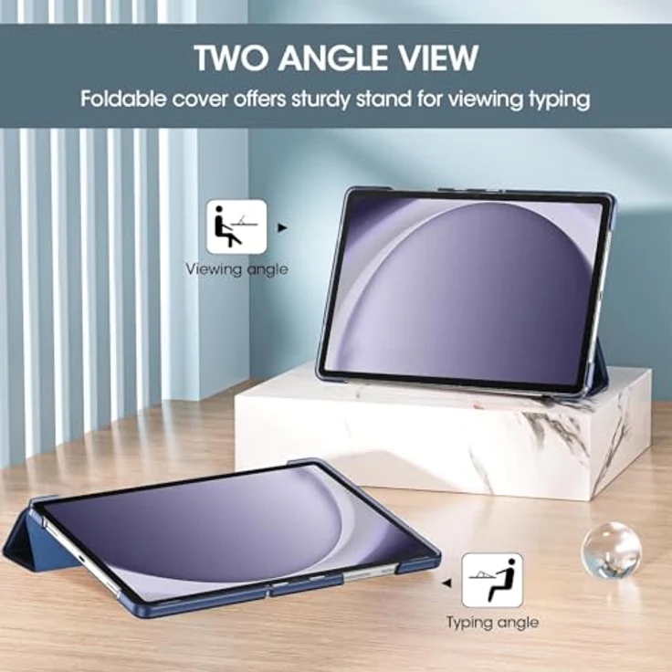 ProCase Hülle für Samsung Galaxy Tab A9+ / A9 Plus 11 Zoll 2023 (SM-X210), Dünn Leicht Smart Cover mit Translucent Frosted Rückseite - Navy – Bild 4