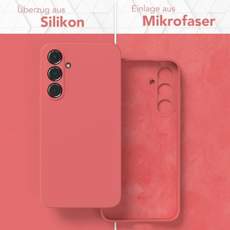 EAZY CASE Silikonhülle für Samsung Galaxy A55, stoßfest, dünn, mit Kameraschutz, TPU Phone Bumper, hellrot – Bild 3