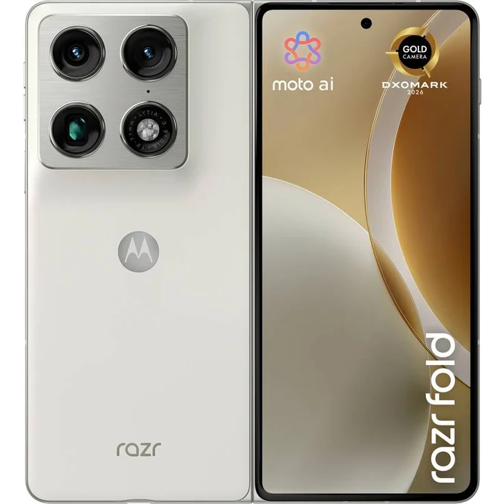 Motorola razr fold 512GB Smartphone, 8.09 Zoll 2K Display, Weiß, DXOMARK Kamera, faltbares Design – Bild 1