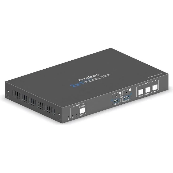 Purelink Switcher PT-PSW-21CC-KVM, 4K KVM Switch mit 60Hz, HDR 10, 2 Eingängen und 6 Ausgängen, USB-C, HDMI, RJ-45, USB-A