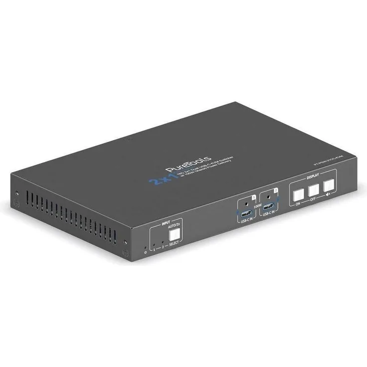 Purelink Switcher PT-PSW-21CC-KVM, 4K KVM Switch mit 60Hz, HDR 10, 2 Eingängen und 6 Ausgängen, USB-C, HDMI, RJ-45, USB-A