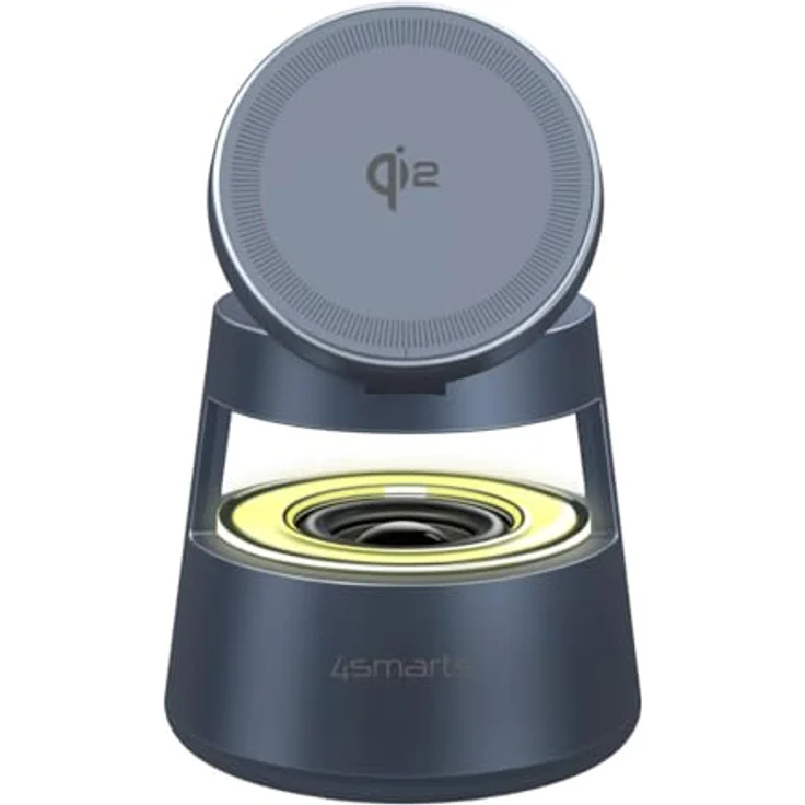 4Smarts Qi2 Ladestation Aura Sound, kabelloses Power-Hub mit integriertem Lautsprecher, dimmbarem Licht und Multi-Winkel-Ausrichtung – Bild 2