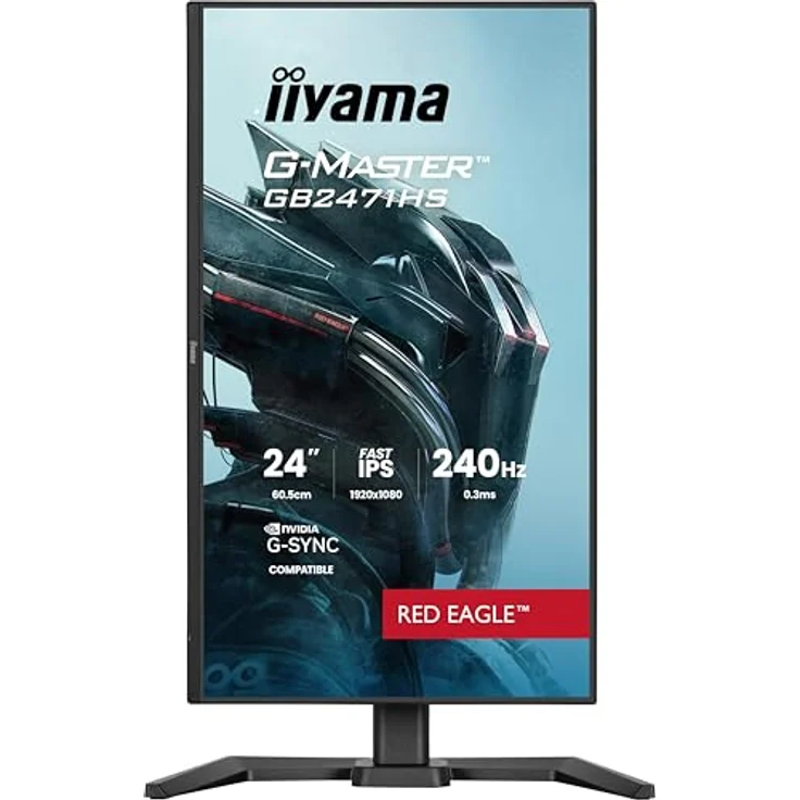 iiyama G-Master Red Eagle GB2471HS-B1, 23,8" Fast IPS LED Gaming Monitor mit Full-HD 240Hz, HDMI, DP, 0.3ms Reaktionszeit, G-SYNC, höhenverstellbar, Pivot, schwarz – Bild 4