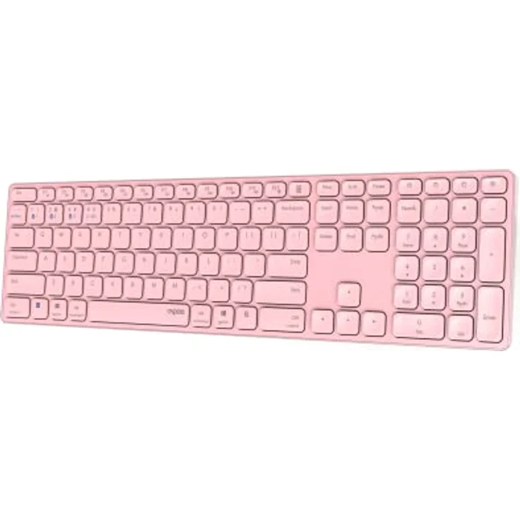 Rapoo E9800M kabellose Tastatur Wireless Keyboard wiederaufladbarer Akku flaches Aluminium Design DE-Layout QWERTZ PC & Mac - pink – Bild 4