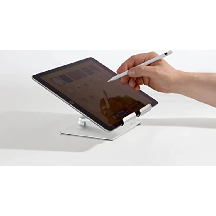 Durable Tischständer für Tablet/Smartphone, stufenlos höhen- und winkelverstellbar, faltbar, silber, 894023 – Bild 2
