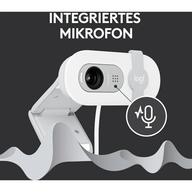 Logitech Brio 100 Full HD-Webcam für Meetings und Streaming, Auto-Lichtausgleich, integriertes Mikrofon, Abdeckblende, USB-A, für Microsoft Teams, Google Meet, Zoom und mehr - Weiß – Bild 5
